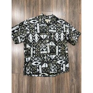 Cooke Street Honolulu Mens 2XL Black Gray Geometric Cotton Hawaiian Shirt